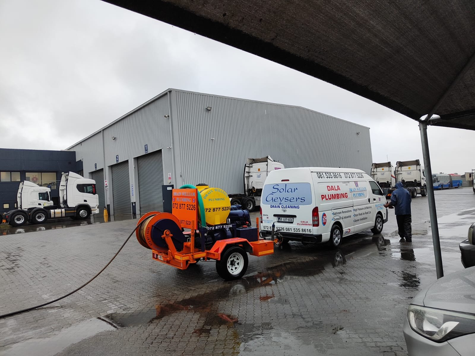 Commercial plumbing team on job site